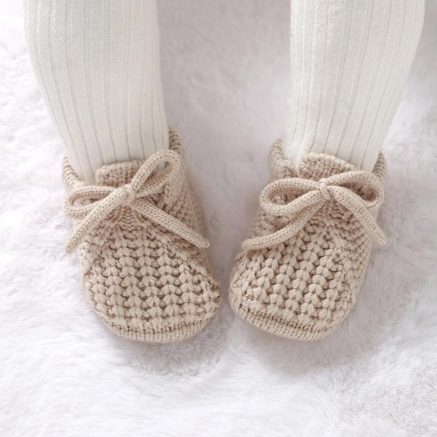 DovFanny Baby Booties Newborn Baby First Shoes Cozy Warm Knit Soft Booties for Toddler Infant Boy Girl