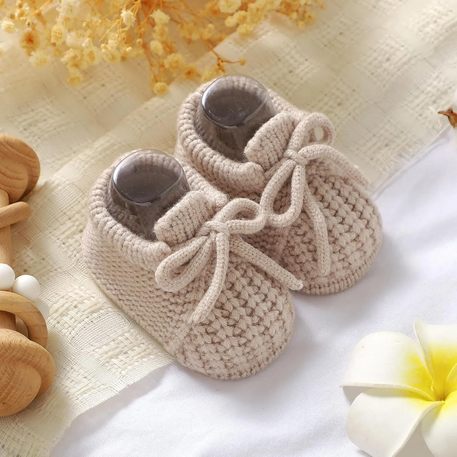 DovFanny Baby Booties Newborn Baby First Shoes Cozy Warm Knit Soft Booties for Toddler Infant Boy Girl
