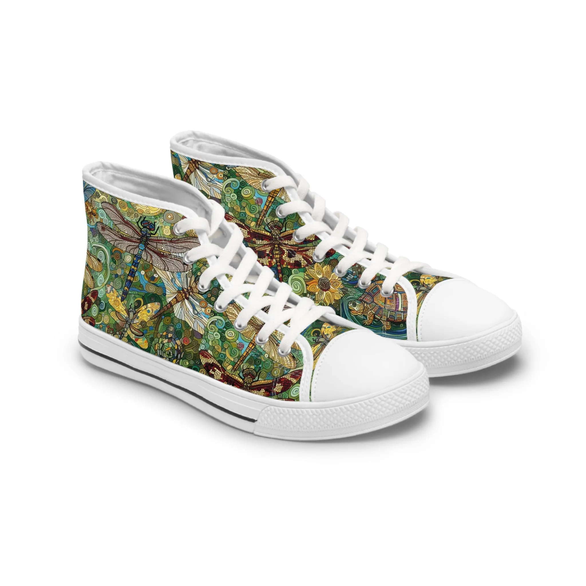 Dragonflies Colorful Nature-Inspired High Top Sneakers for Women
