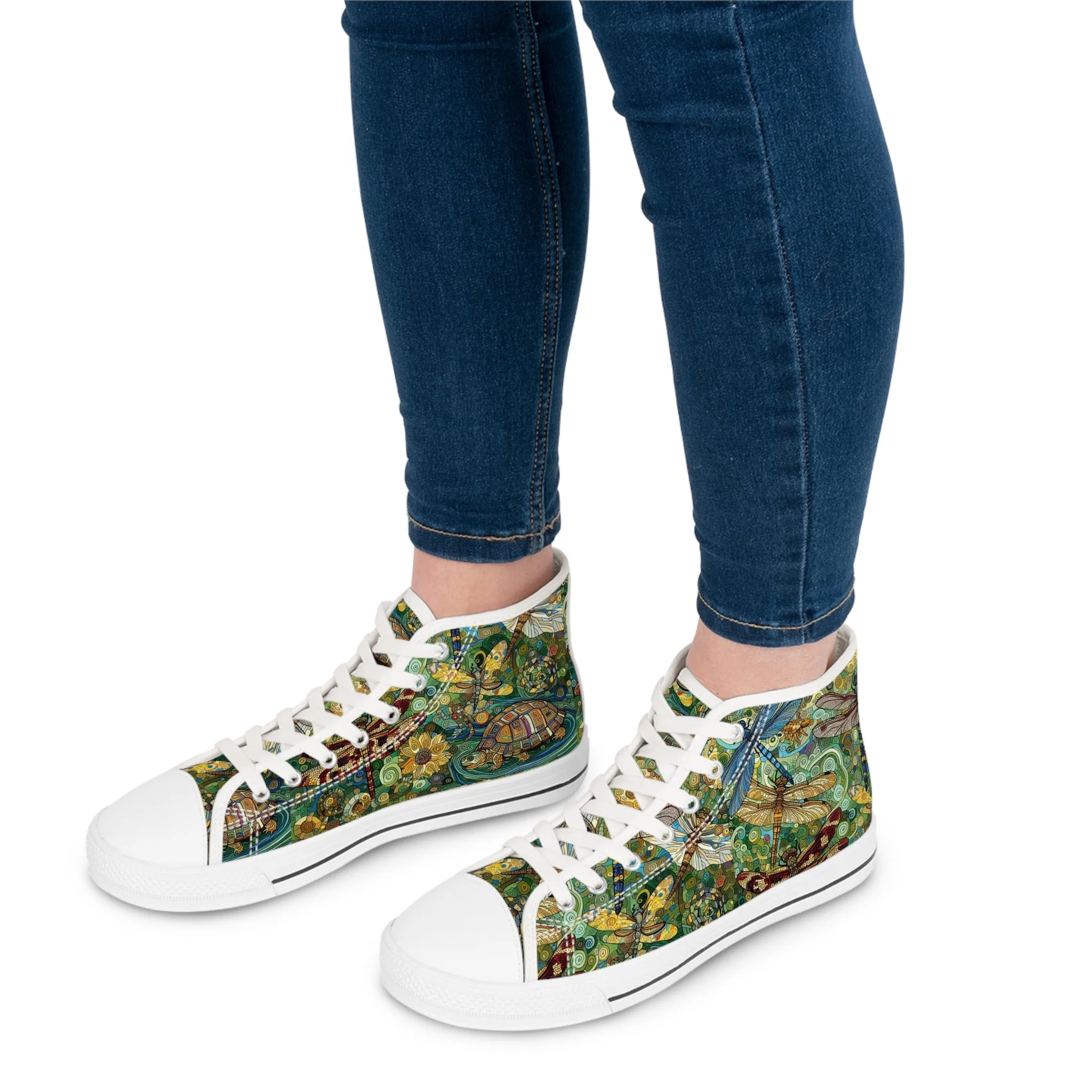 Dragonflies Colorful Nature-Inspired High Top Sneakers for Women