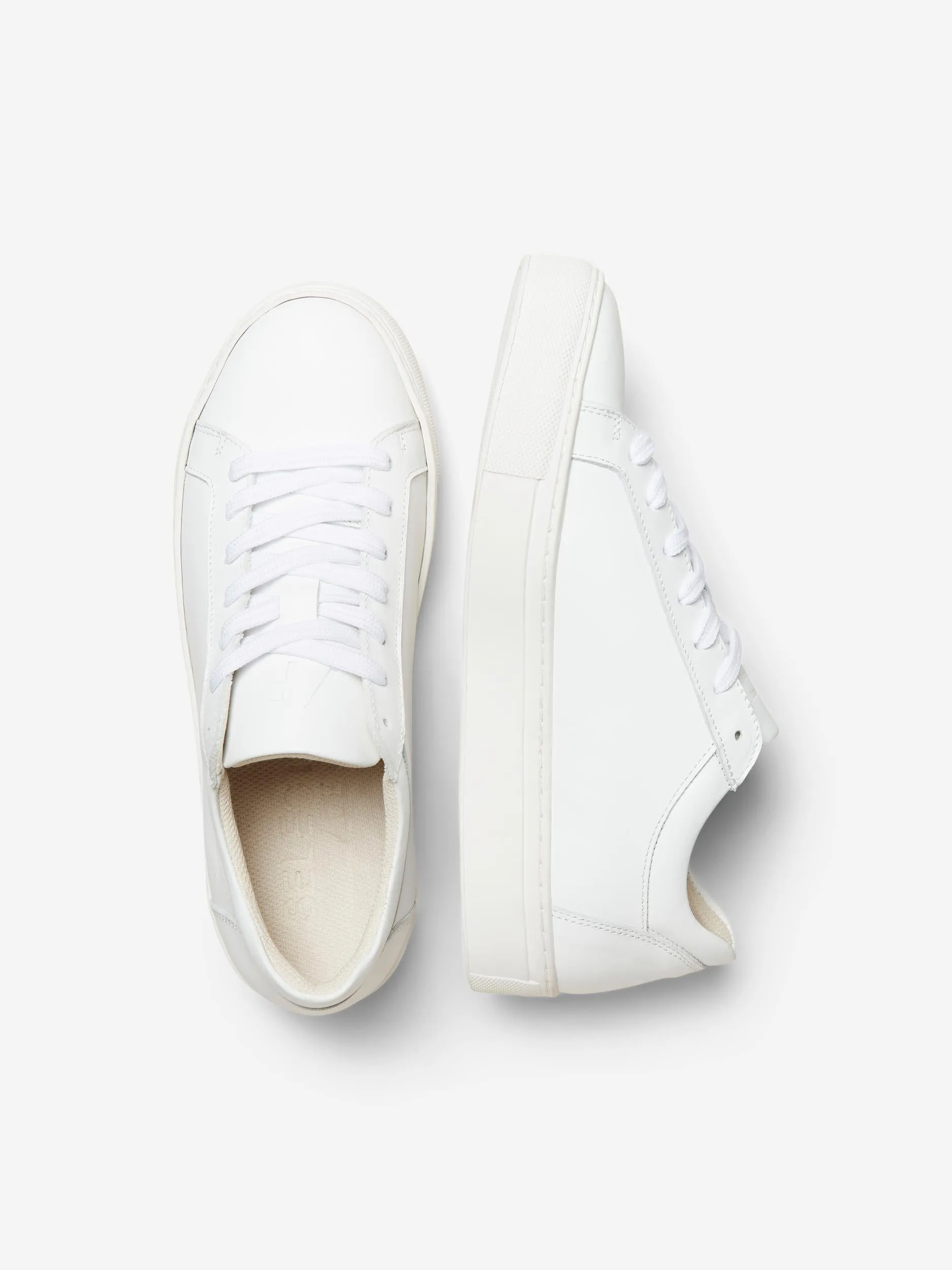 Emma Leather Trainers - White