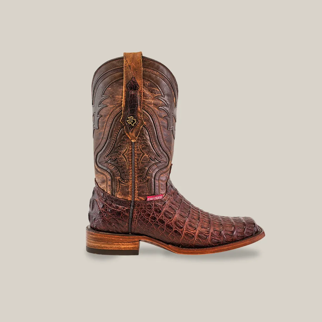 Exotic Caiman Hornback - Brown - Rodeo Toe