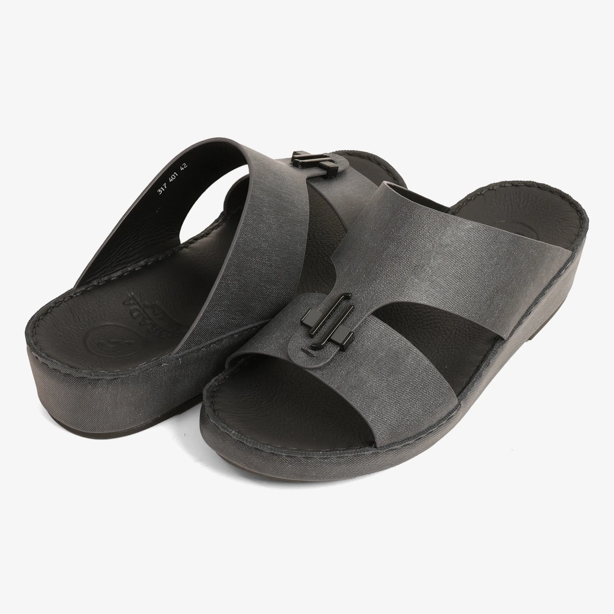 FARADA MENS UNIQUE TEXTURED ACCENT SANDALS GREY