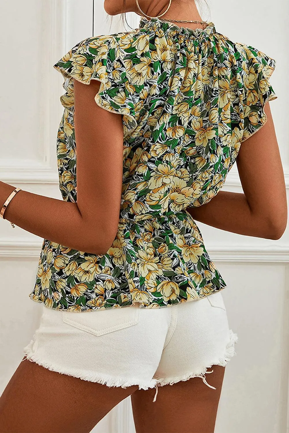 Feel Your Best Mock Neck Floral Peplum Top