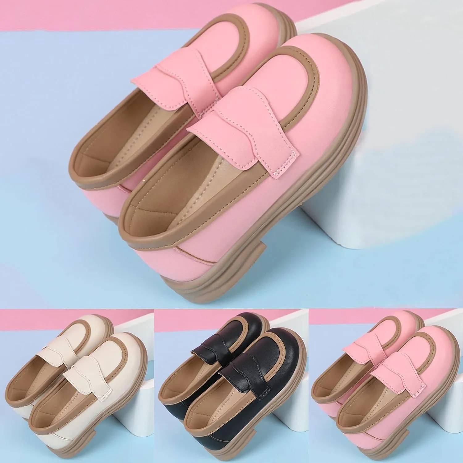 Girls Dress Shoes Chunky Loafers for Girl Platform Loafers School Uniform Slip On Shoes School Shoes for Teen Girls