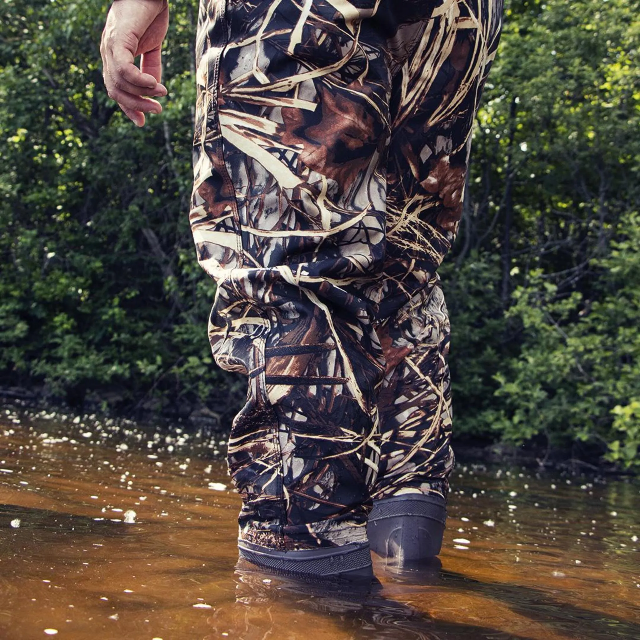 Green Trail Men’s Camo Chest Waders with Cleated Sole – Durable 420D Nylon, Reinforced Knees & Neoprene Boots for Fishing & Hunting | Sizes 6-13
