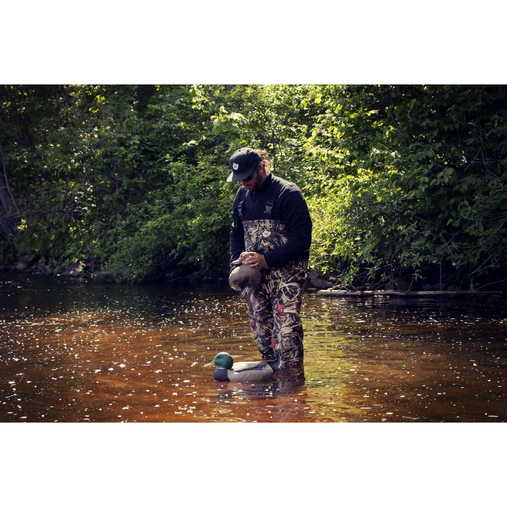 Green Trail Men’s Camo Chest Waders with Cleated Sole – Durable 420D Nylon, Reinforced Knees & Neoprene Boots for Fishing & Hunting | Sizes 6-13