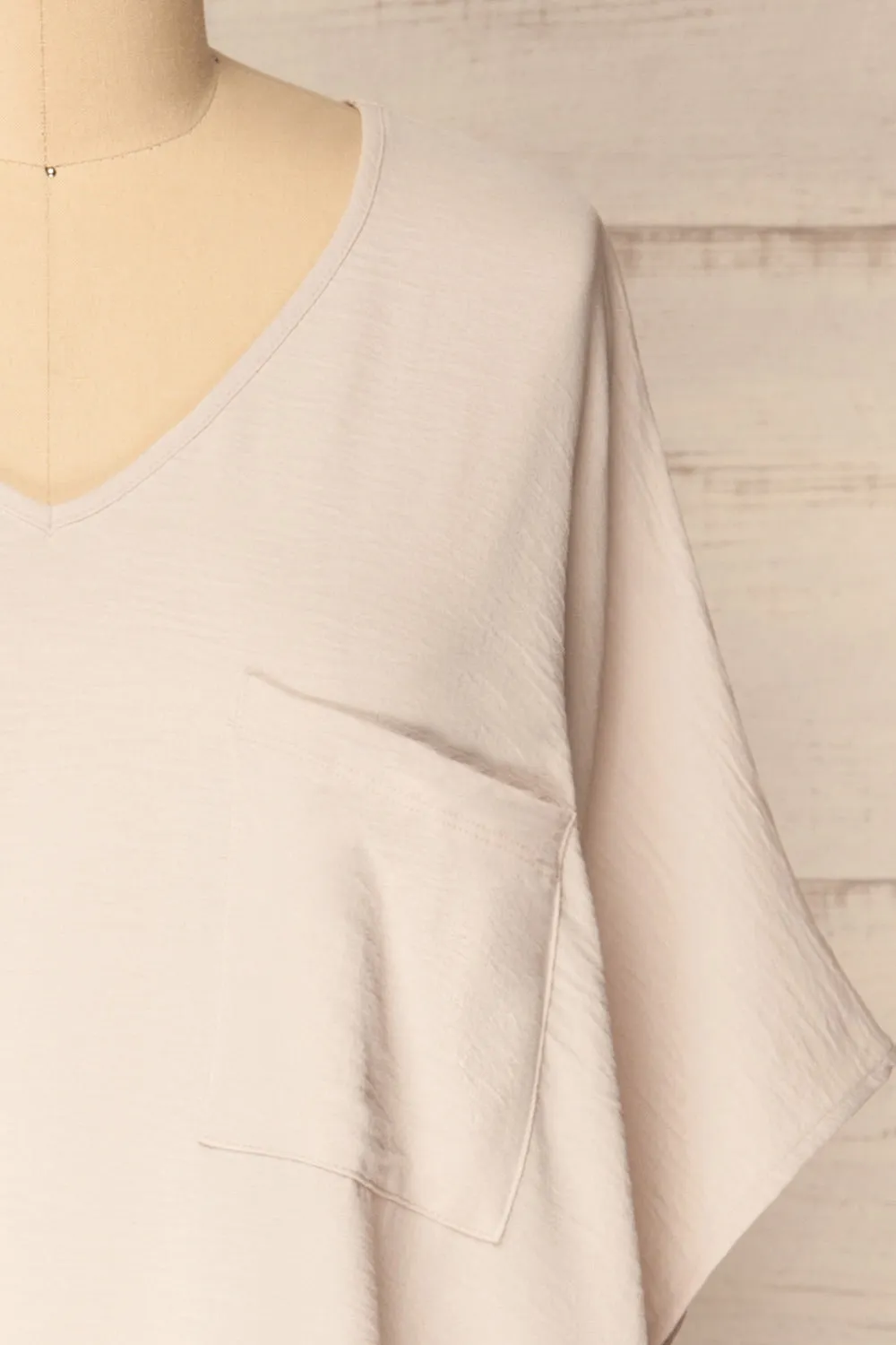 Haifa Beige | Oversized Short Batwing Sleeve Top