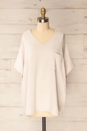 Haifa Beige | Oversized Short Batwing Sleeve Top