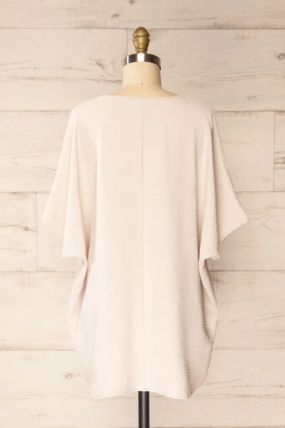 Haifa Beige | Oversized Short Batwing Sleeve Top