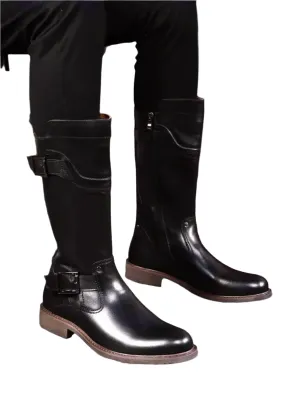 Handmade Regency Era Men Boots – Rococo Baroque Style with Full-Grain Leather