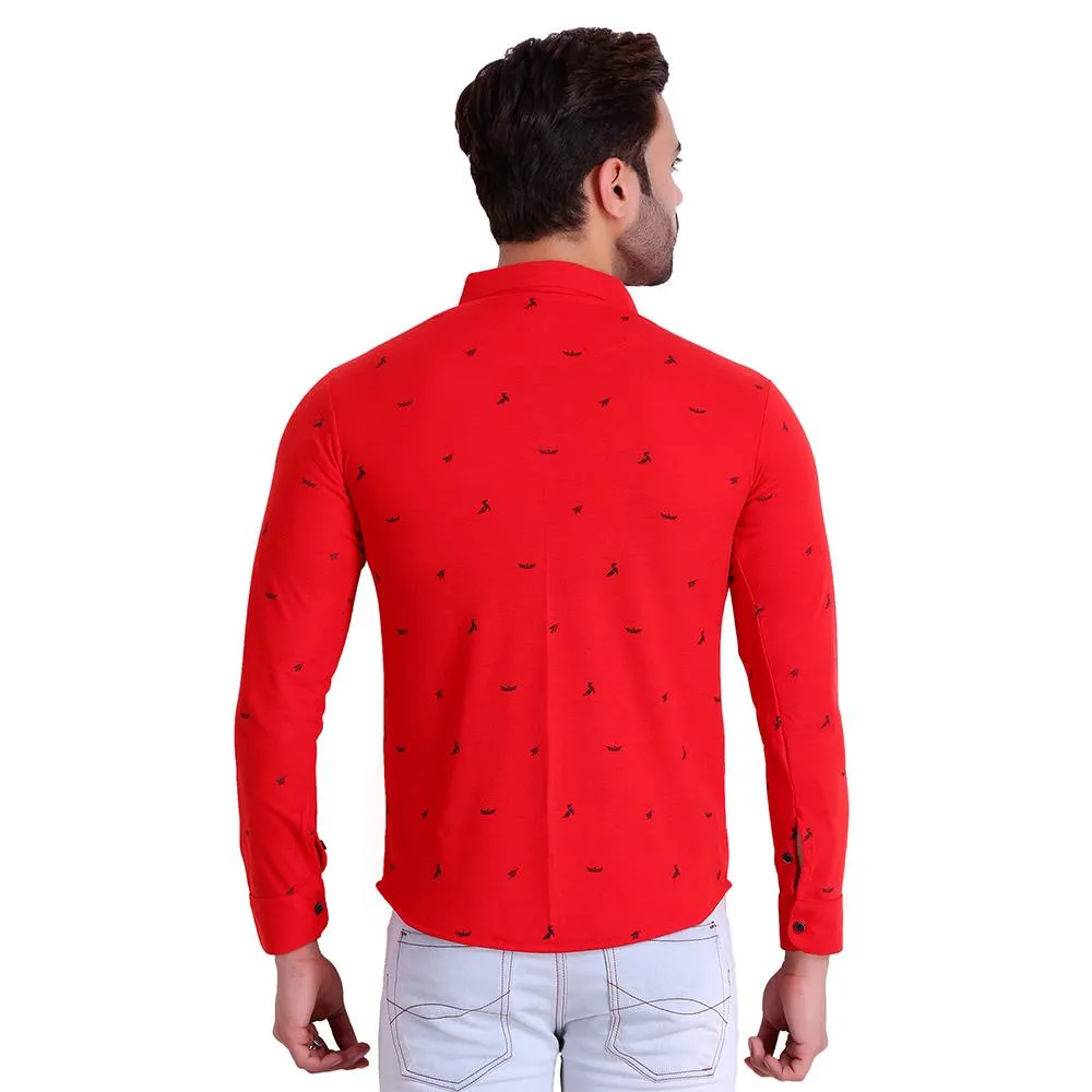 HiFlyers Men Polo Neck Printed Shirt Red