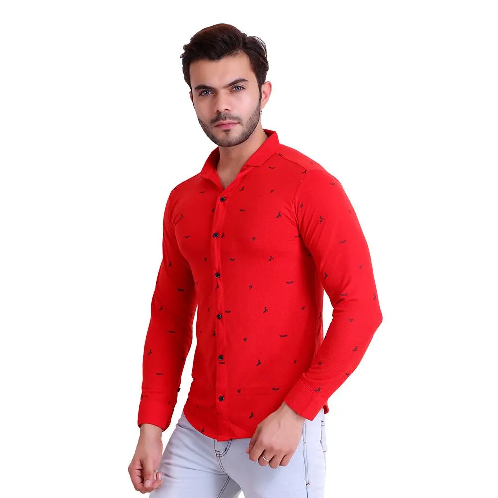 HiFlyers Men Polo Neck Printed Shirt Red