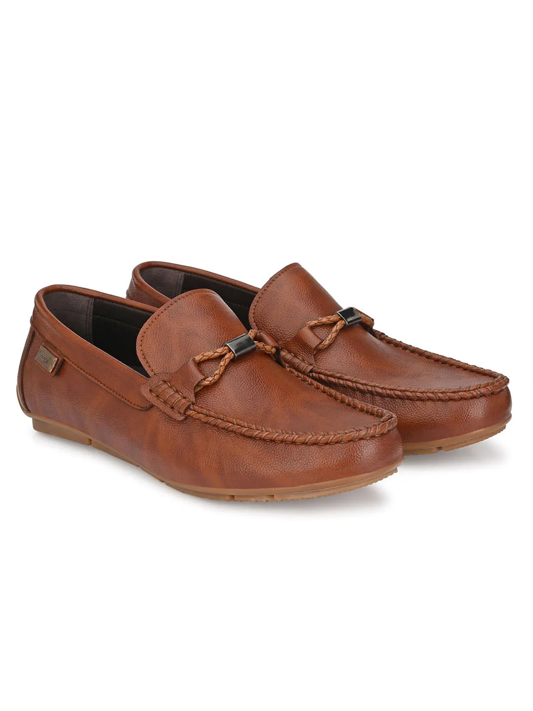 Hitz Men's Tan Synthetic Slip-On Loafer Shoes
