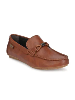 Hitz Men's Tan Synthetic Slip-On Loafer Shoes