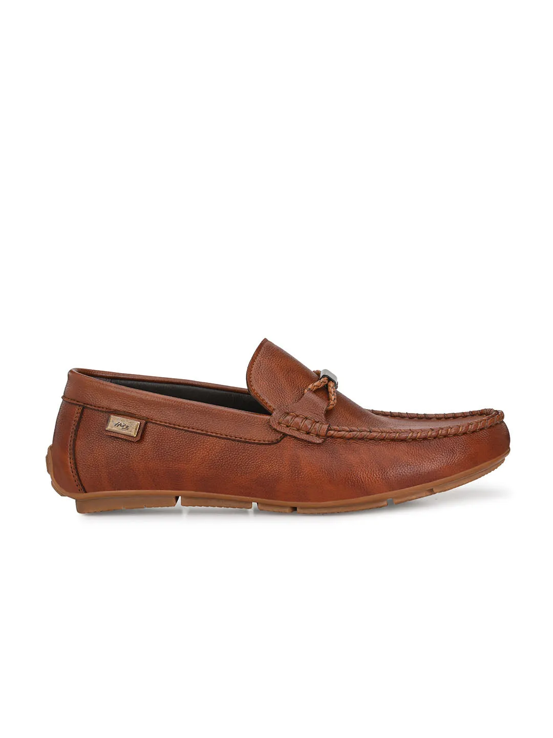 Hitz Men's Tan Synthetic Slip-On Loafer Shoes