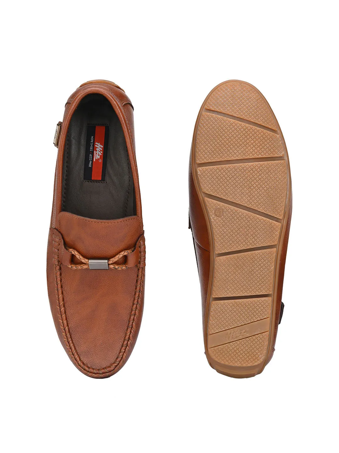 Hitz Men's Tan Synthetic Slip-On Loafer Shoes