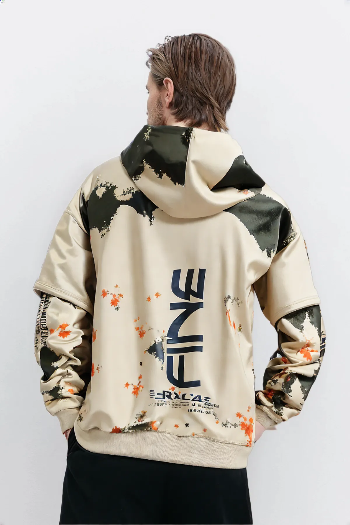 HOD25001 Unisex 100% Polyester Hoodie with Splash Print and Double Layer Sleeve
