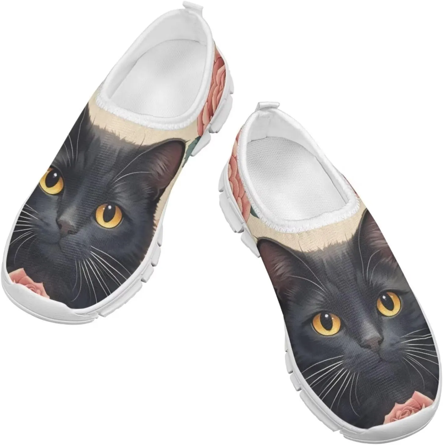 Kids Breathable Sneakers Slip On Casual Shoes Boys Girls Lightweight Cozy Walking Shoe for Workout Size 11-15 White Sole