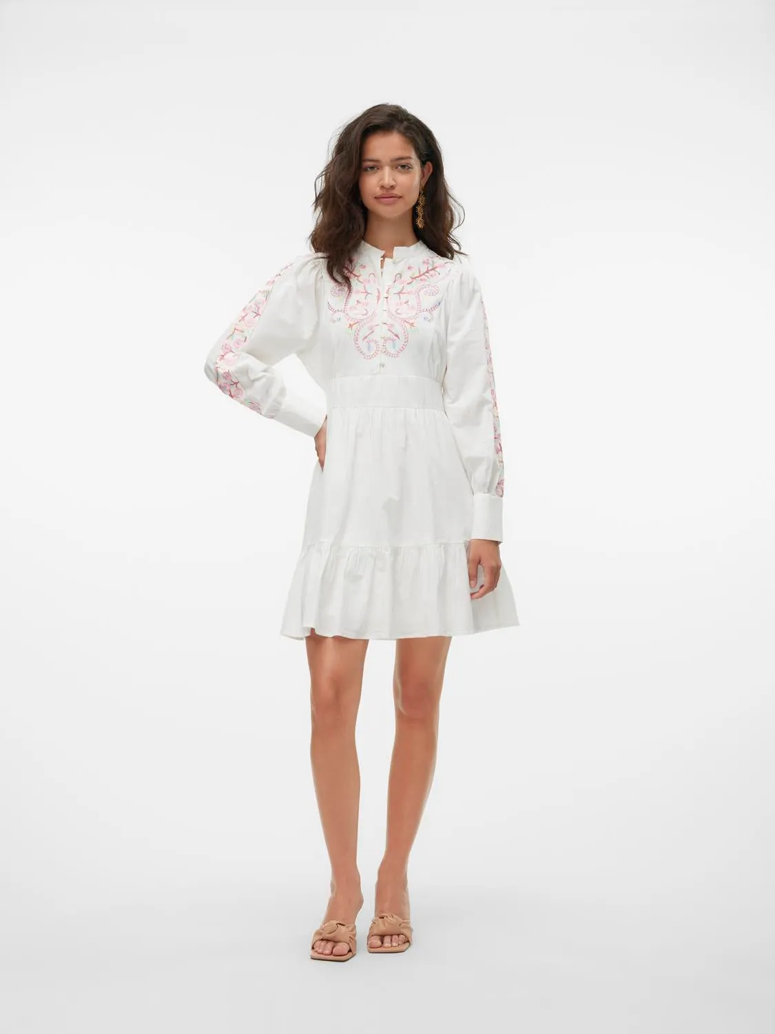 LILIA Boho Folk Embroidered Short Dress