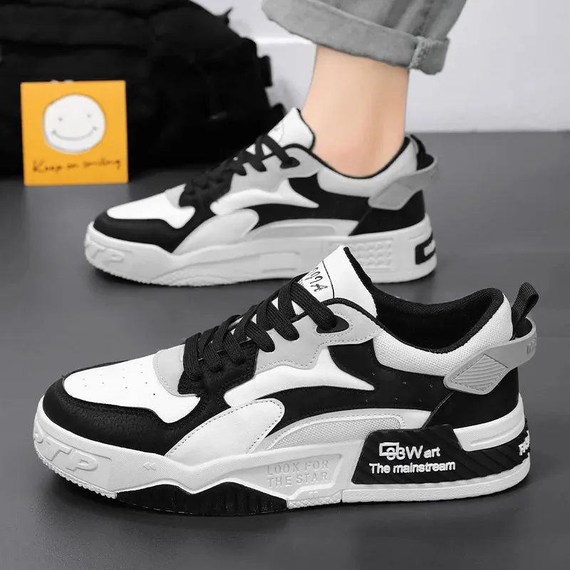 Lizard Vigilante Men’s Autumn Platform Sneakers – Trendy Lace-Up Vulcanized Shoes, White Casual Zapatillas
