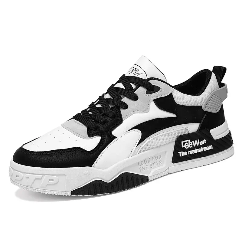 Lizard Vigilante Men’s Autumn Platform Sneakers – Trendy Lace-Up Vulcanized Shoes, White Casual Zapatillas