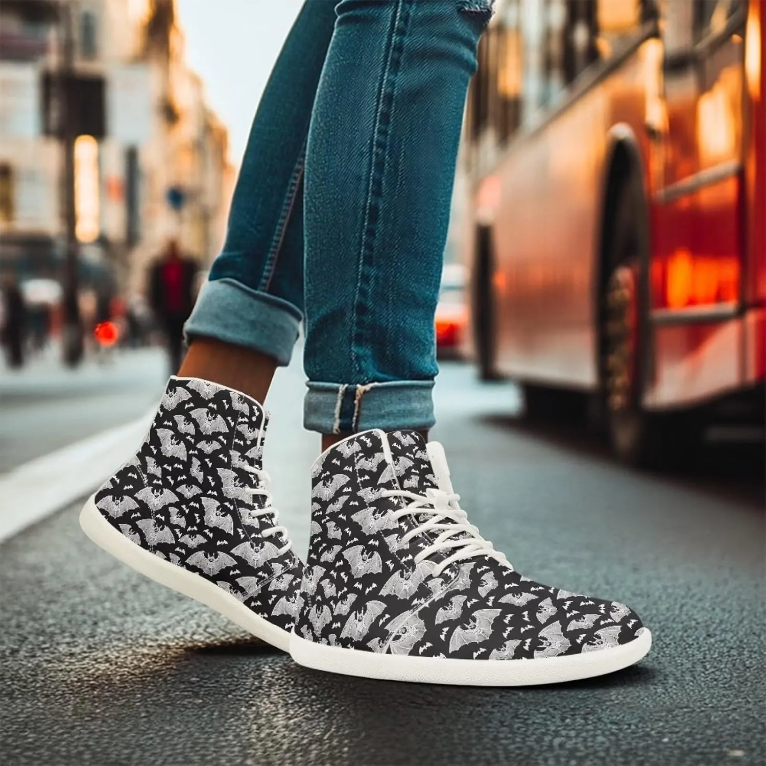 Men High-Top Barefoot Shoes Wide Toe Minimalist Walking Shoe Casual Cozy Waterproof Sneakers for Athletic US 5-14 White Sole