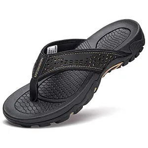 Mens Sport Flip Flops Comfort Casual Thong Sandals Outdoor(Black 1, 11)