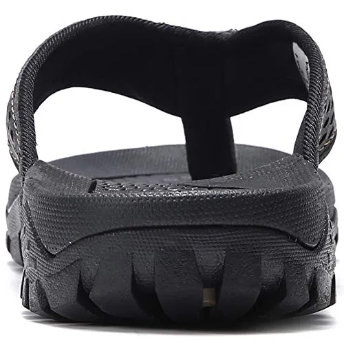 Mens Sport Flip Flops Comfort Casual Thong Sandals Outdoor(Black 1, 11)