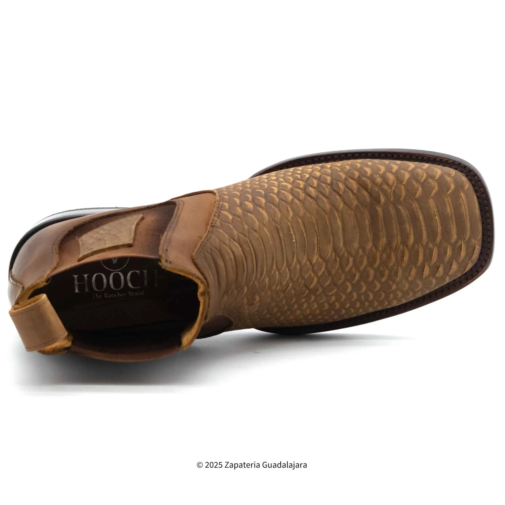 MEN'S WIDE SQUARE TOE FAUX PYTHON TRIBUTE HONEY LEATHER BOOT -H42R6351