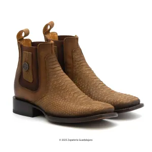 MEN'S WIDE SQUARE TOE FAUX PYTHON TRIBUTE HONEY LEATHER BOOT -H42R6351