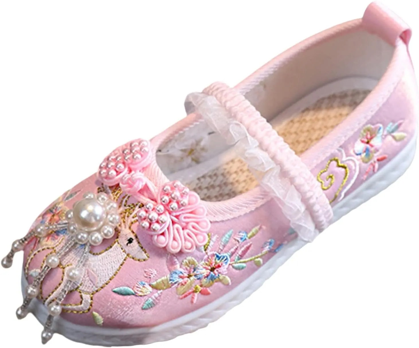 New Girls Handmade Hanfu Shoes Children Embroidered Shoes Shoes Baby Antique Costume Performance Shoes Girls Heels