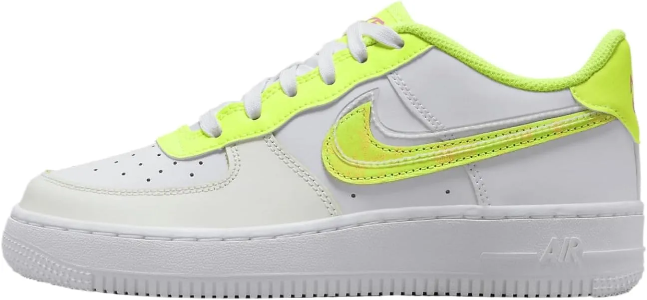 Nike Air Force 1 LV8 GS Trainers DV1680 Sneakers Shoes (UK 6 us 7Y EU 40, White Multi Color Volt 100)