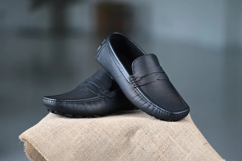 OS - CNS D207 Saffiano / Embossed Black Moccasins