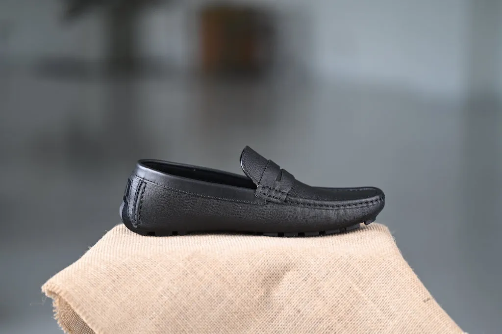 OS - CNS D207 Saffiano / Embossed Black Moccasins