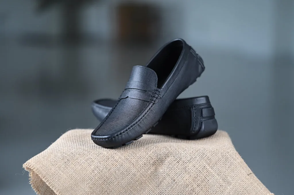 OS - CNS D207 Saffiano / Embossed Black Moccasins
