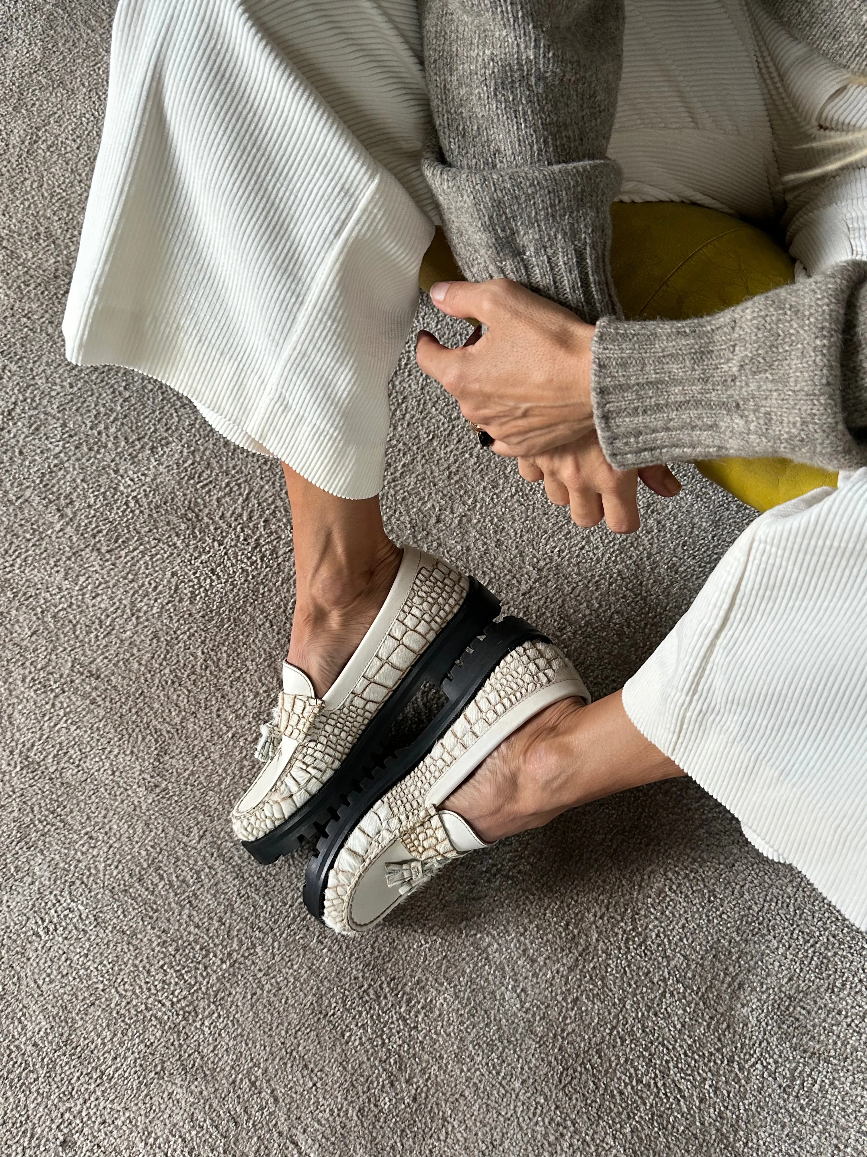 Penny Chunky Loafer Croco White