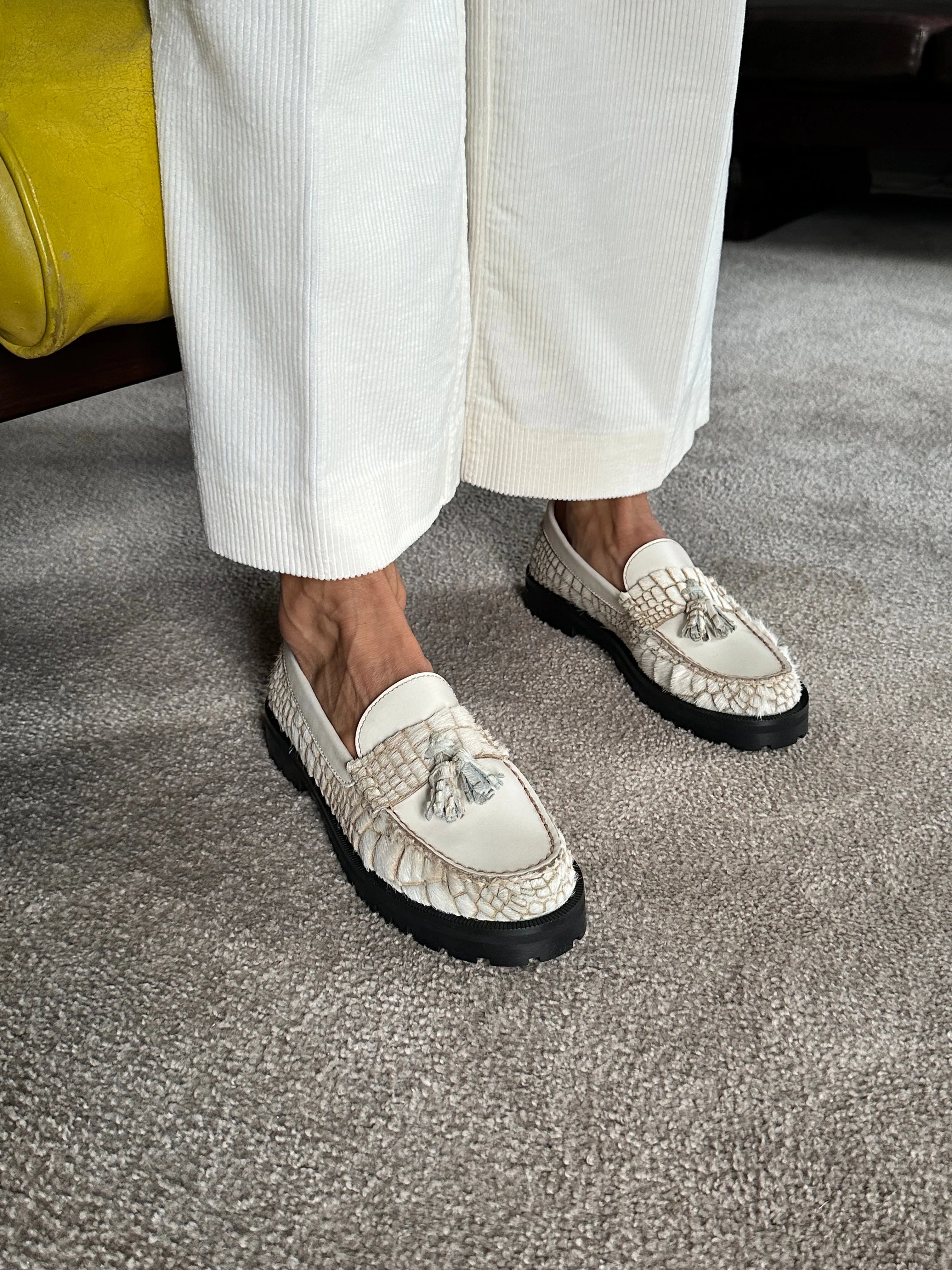 Penny Chunky Loafer Croco White