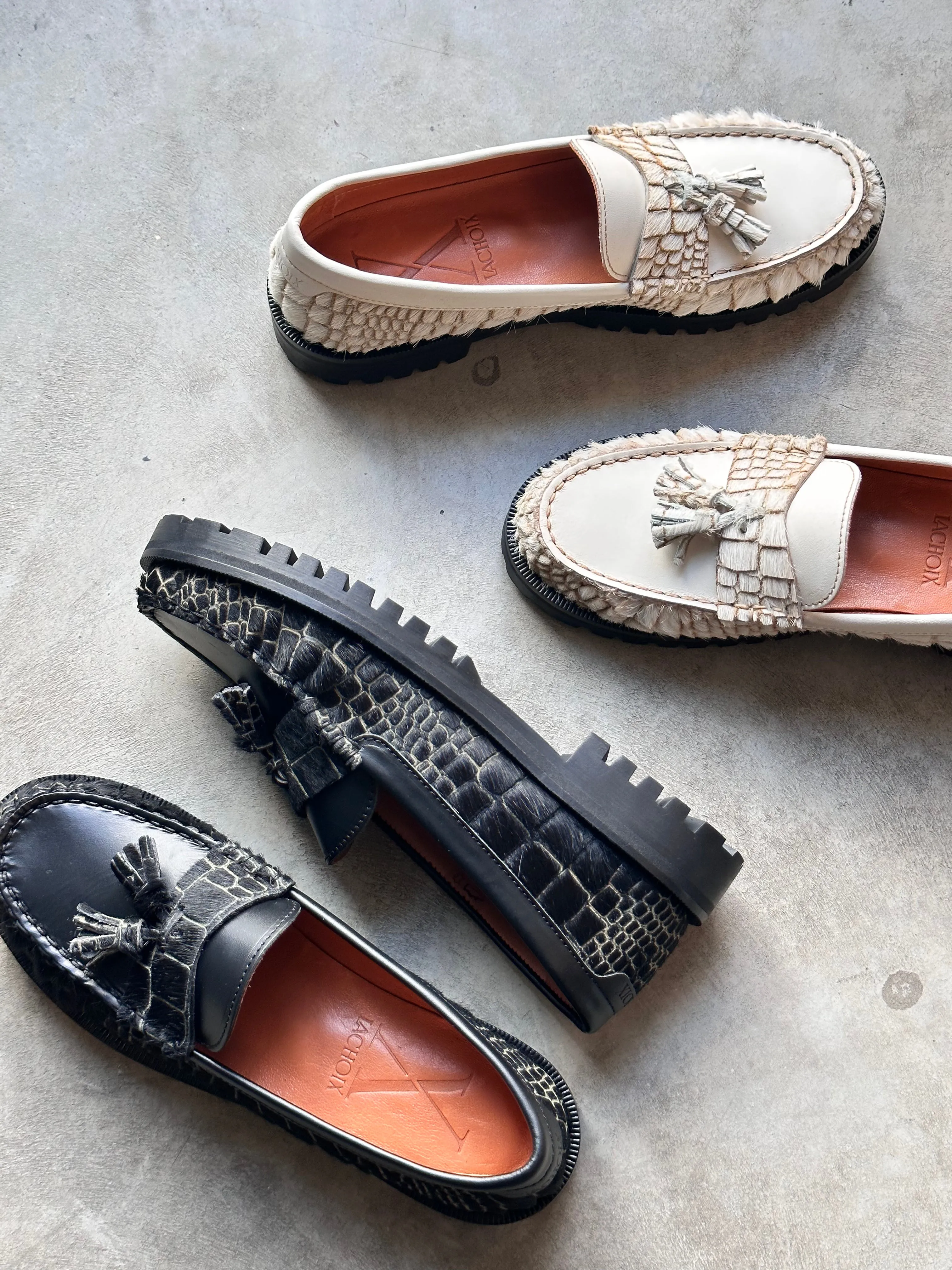 Penny Chunky Loafer Croco White