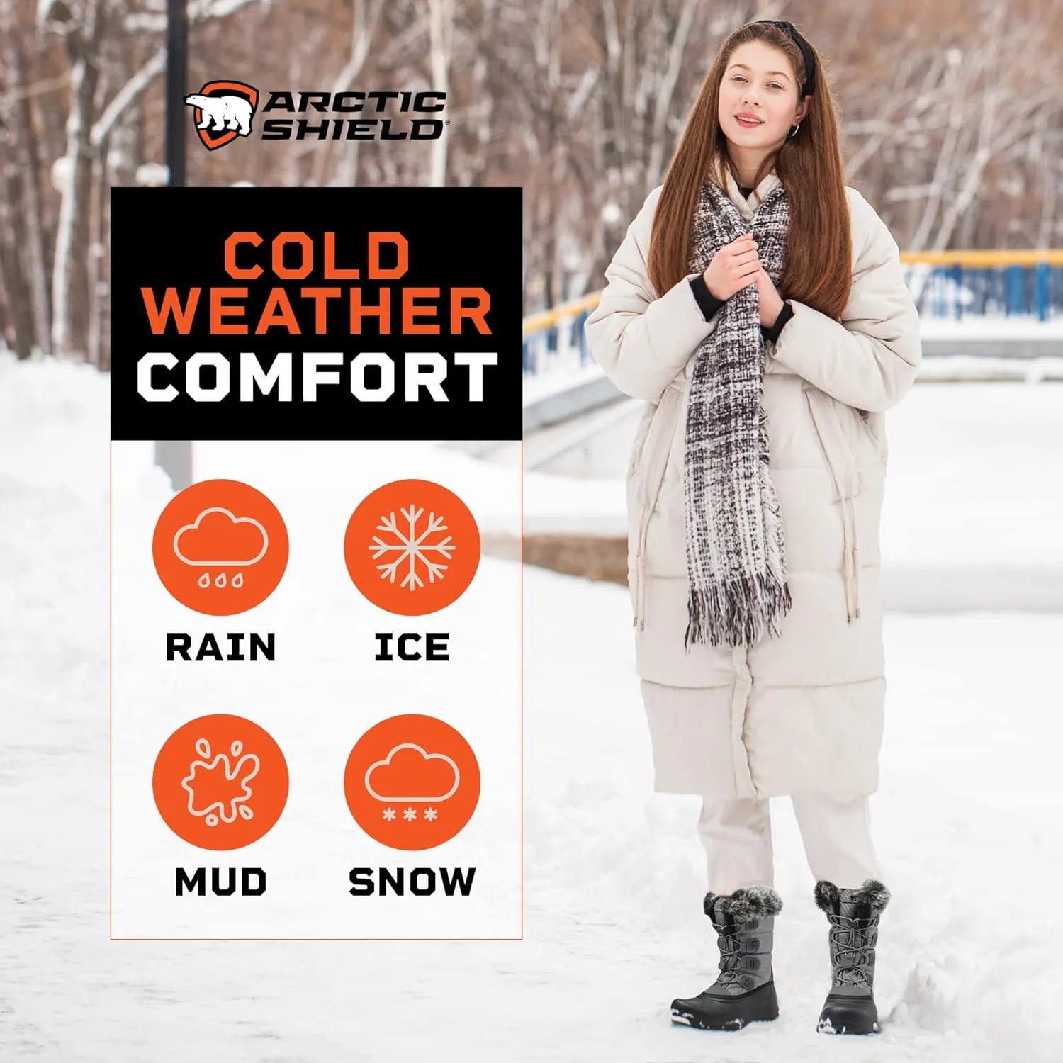 Polar Fur Accented Womens Winter Boots for Women with Heat Retain Technology - Warm Waterproof Insulated Snow Boots Rated to -20 F