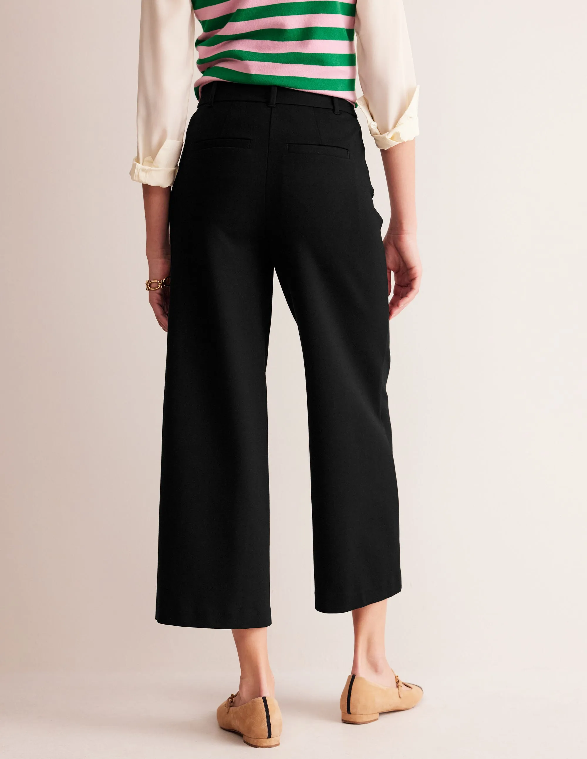 Ponte Wide Leg Culottes-Black