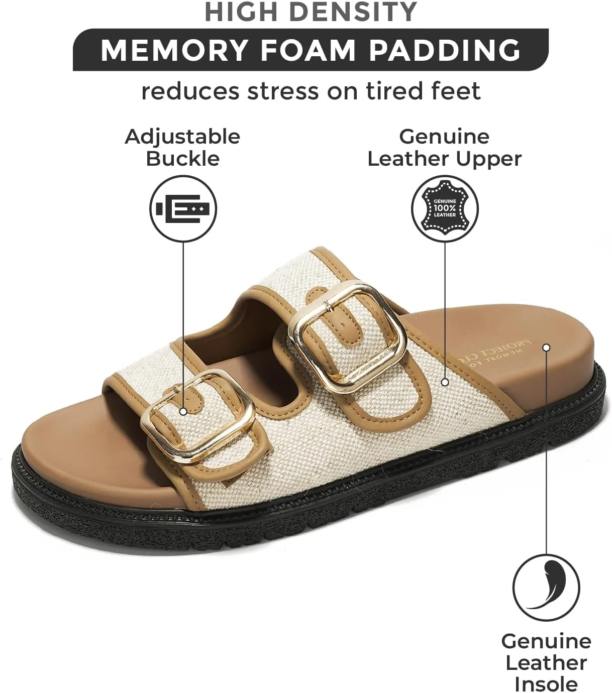Project Cloud Platform Sandals Women Footwear - Comfortable Summer Slides Memory foam Insole with Adjustable Straps - Casual Wear Womens Sandals (Sharl)