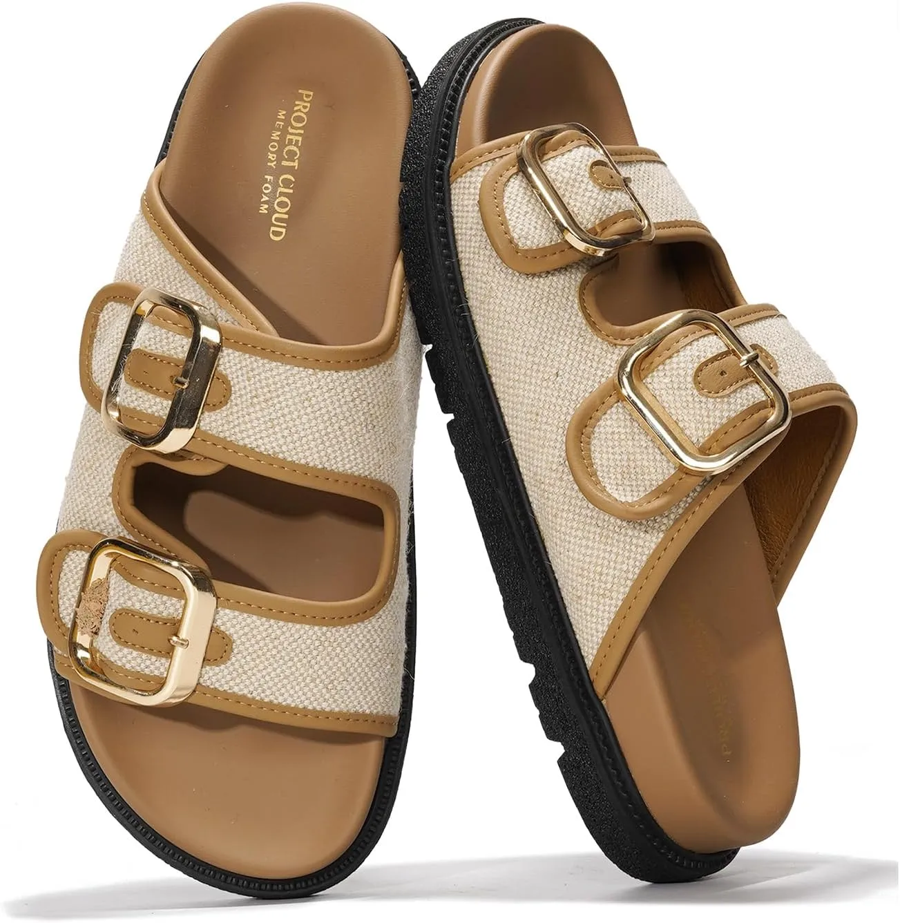Project Cloud Platform Sandals Women Footwear - Comfortable Summer Slides Memory foam Insole with Adjustable Straps - Casual Wear Womens Sandals (Sharl)