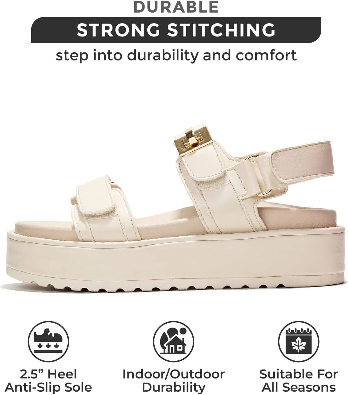 Project Cloud Platform Sandals Women Footwear - Memory Foam & Comfortable Adjustable Strap Ladies Wedges - Non Slip Fashion Beach Sandals for Women 2025 (Ginevra)