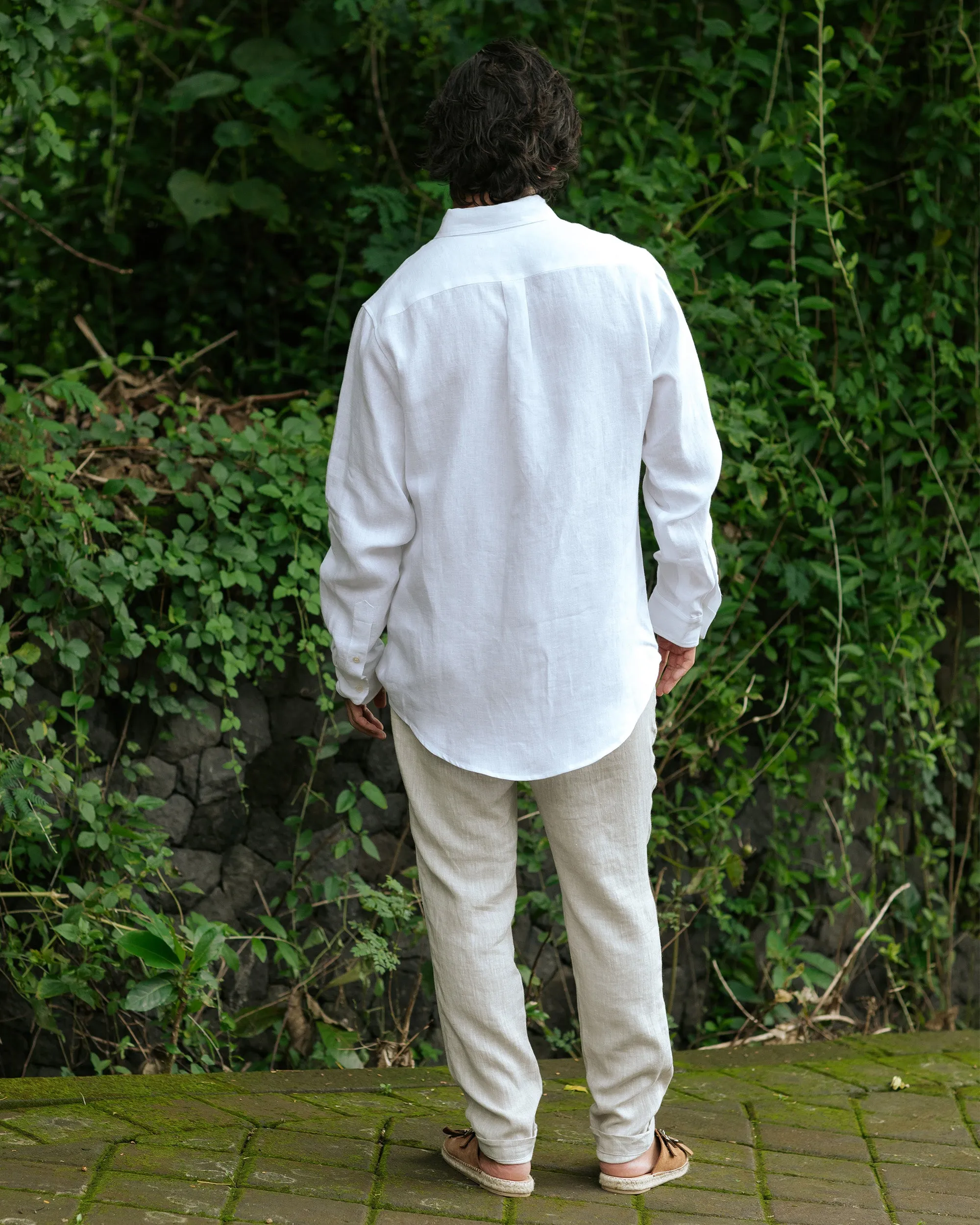 Regular straight leg men's linen pants SOGLIO in Natural melange