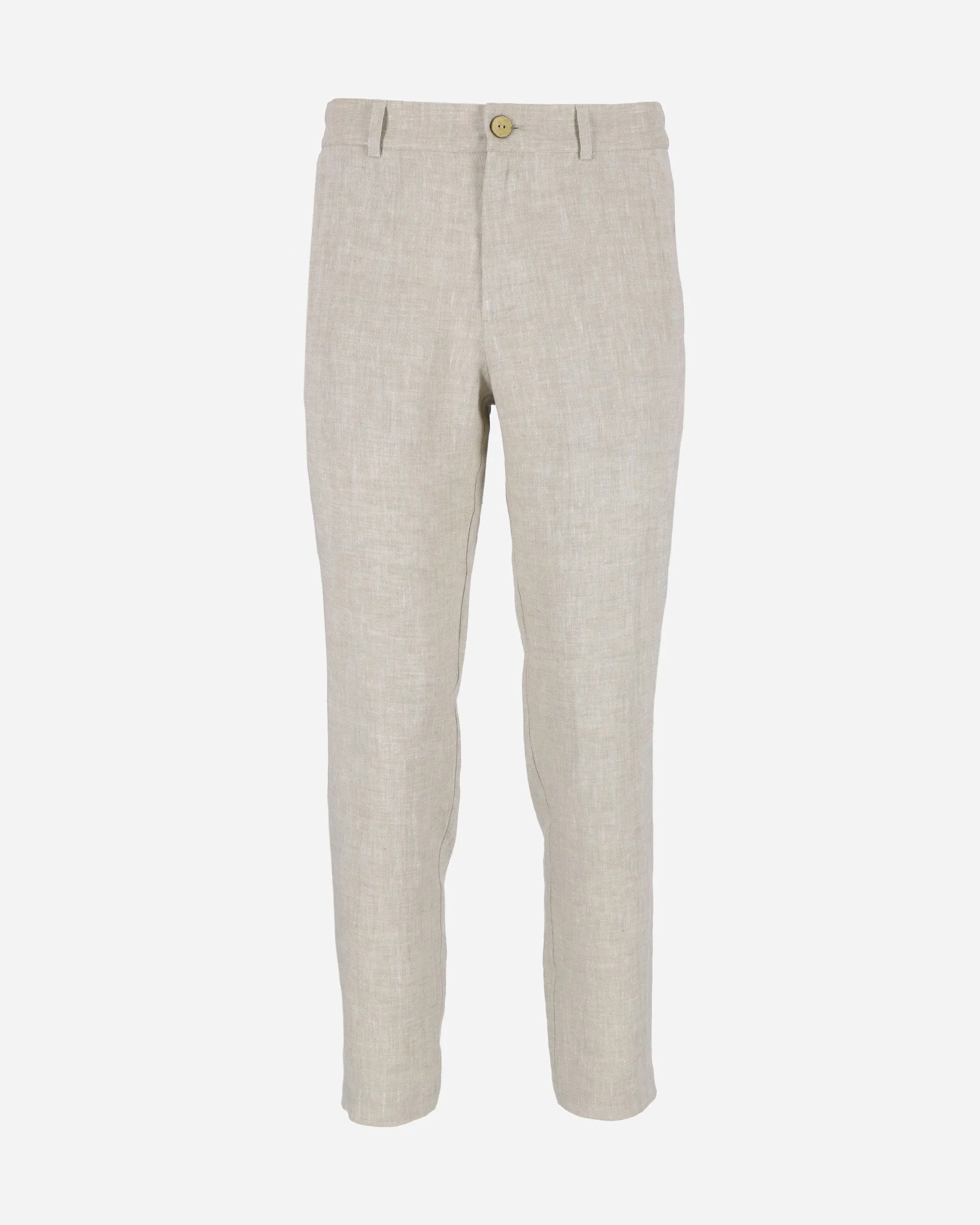 Regular straight leg men's linen pants SOGLIO in Natural melange