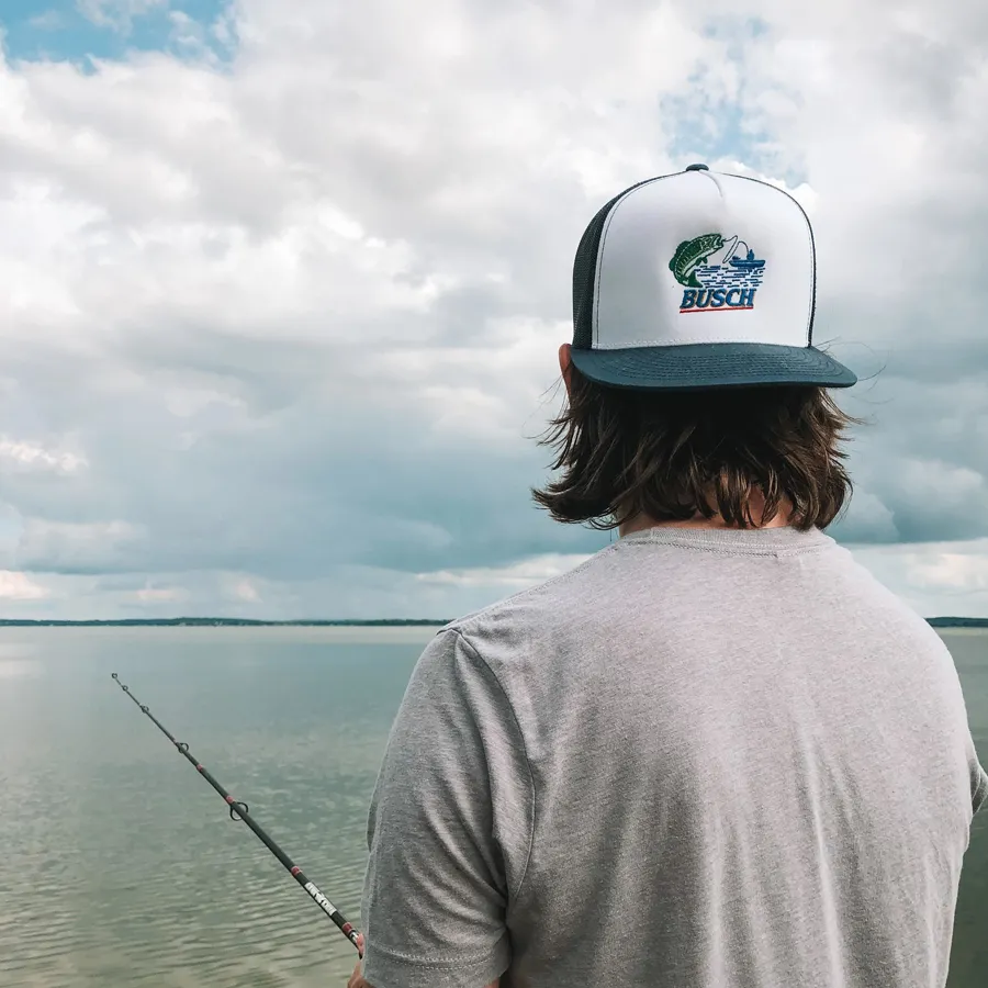 Retro Busch Beer Fishing Snapback Hat