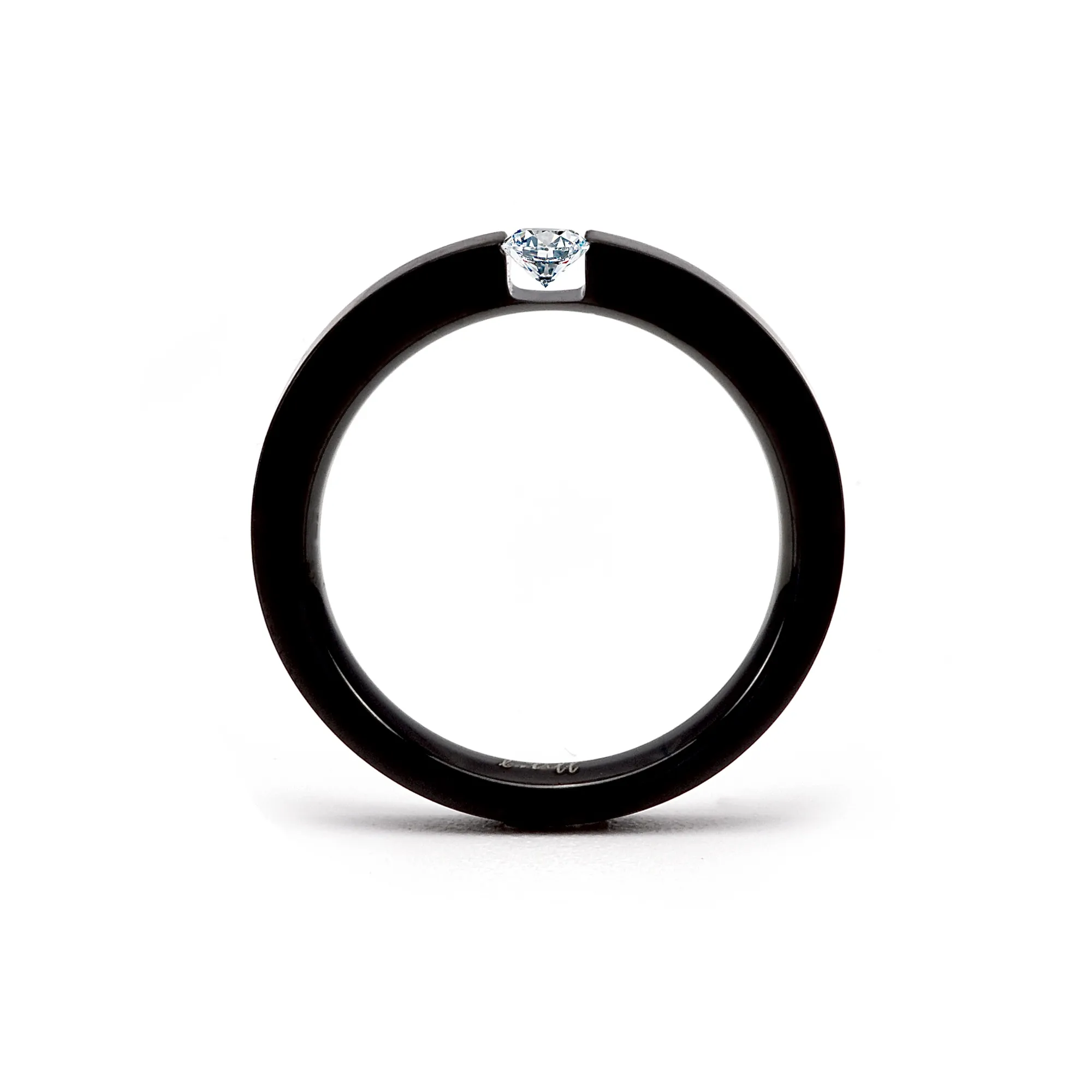 RG301B B.Tiff .12 ct Princess Cut Black Anodized Stainless Steel Solitaire Ring