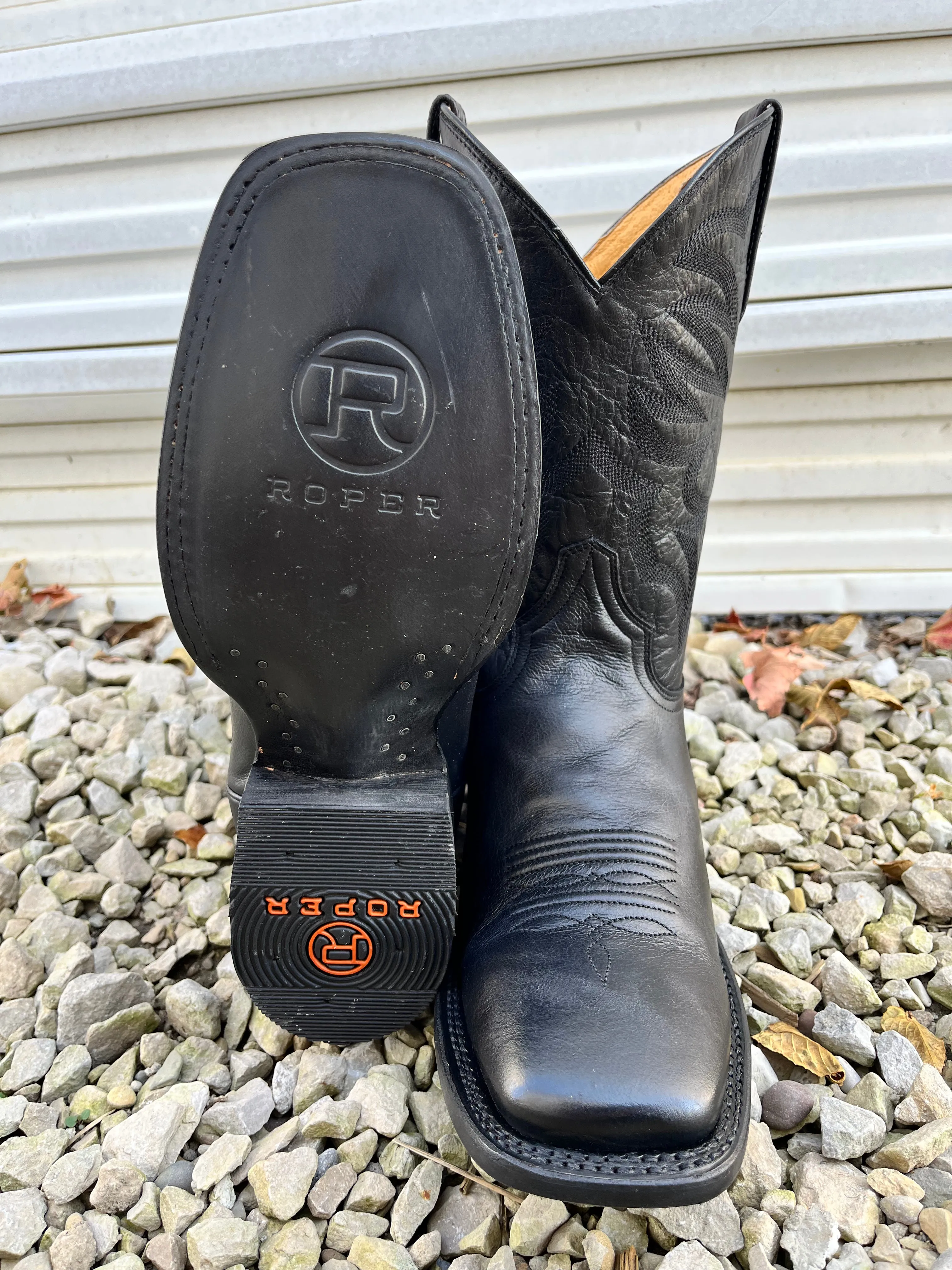 Roper Men's Parker Black Square Toe Cowboy Boots 9201-8440