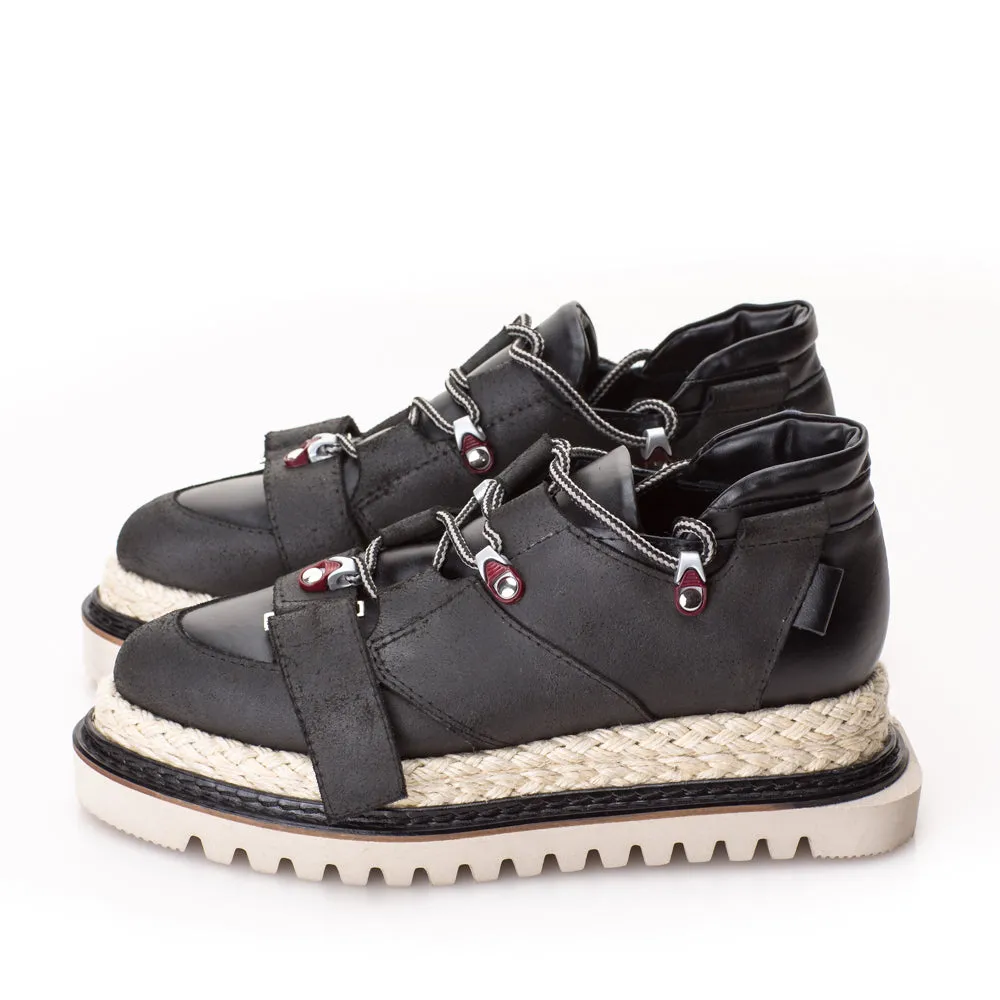 SHR Don't Blame Me flat platform black leather shoes